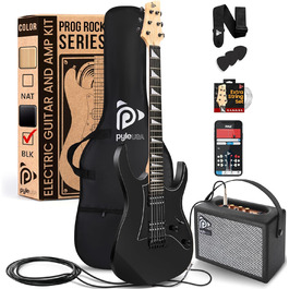 Електрогітара Pyle Prog Rock EG Series з підсилювачем, 39 дюймів, Dual Humbucker, палісандр, чорний