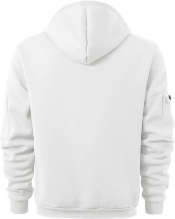 Світшот чоловічий з капюшоном на змійці, вінтажний, великий, з багатьма кишенями (3XL, #8white)