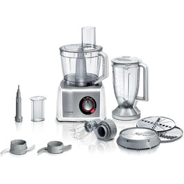 Кухонний комбайн Bosch MultiTalent 8 MC812S814, 45 функцій, 1250 Вт, 3,9 л, міксер 1,5 л, універсальний ніж, білий/нерж. сталь