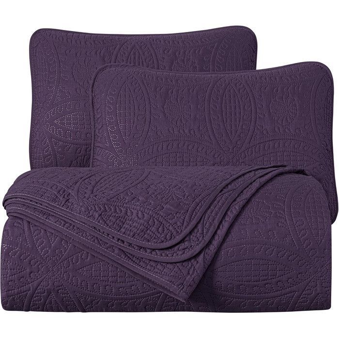 Chezmoi Collection Austin: Комплект з 3 великих пледів (Синьо-зелений) - Плед, Queen, Violett