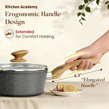 Набір каструль Kitchen Academy Induktion 12 предметів сірого кольору з гранітним антипригарним покриттям (без PFOA/PFOS)