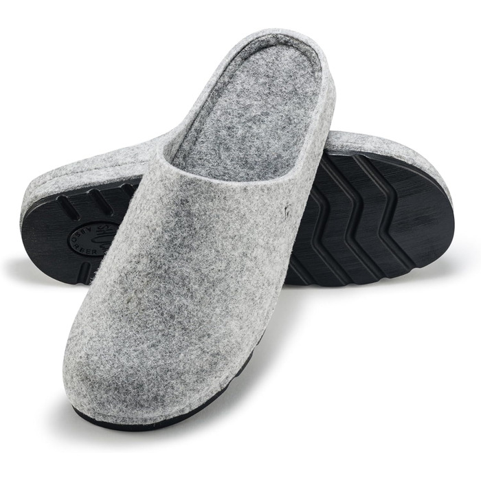 Фетрові тапочки ESTRO для чоловіків - теплі зимові тапочки з гумовою підошвою (45 EU, сірий)