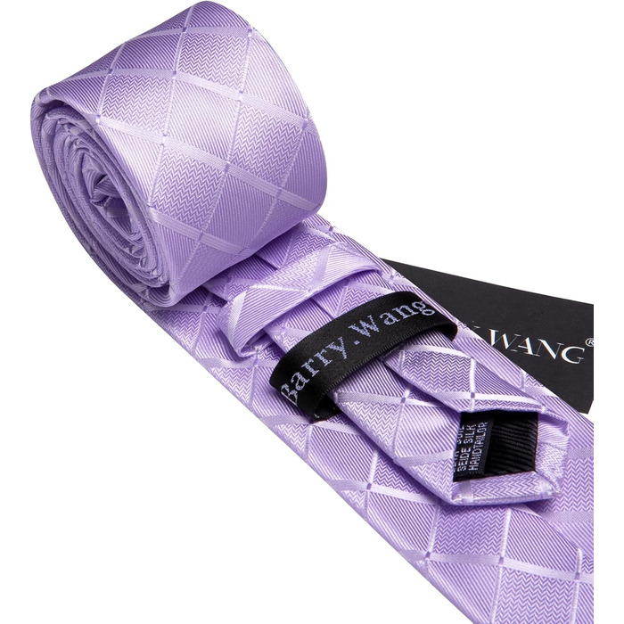 Набір краваток для чоловіків Barry.Wang: краватка, краваткова застібка, кишеньковий хустинка, запонки (лавандовий)