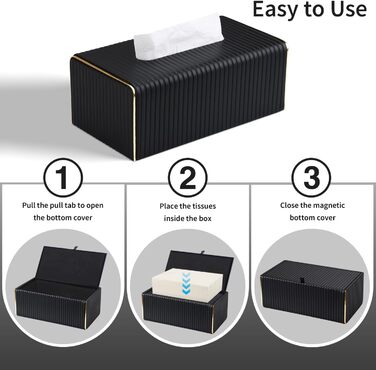 Скляниця для серветок з PU шкіри, чорна в смужку