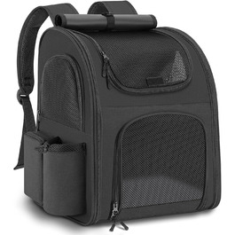 Рюкзак для тварин до 10 кг з сіткою, чорний. Зручний та дихаючий рюкзак для собак та котів з внутрішньою безпечною лінією та килимком.