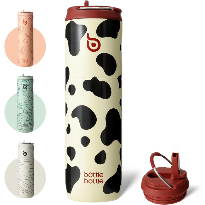 BOTTLE BOTTLE Insulated Stainless Steel Water Bottle 750 ml with Straw, Lid & Handle – Leak-Proof, BPA-Free, Double-Walled – Ideal Water Bottle for Sports, Travel & Fitness (Green) (Stainless Steel)