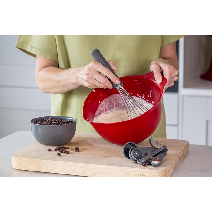 Набір мисок для змішування KitchenAid, 3 шт, вугільно-сірі, з мірними ложками 5 шт