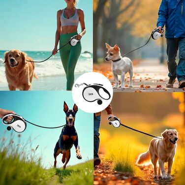 Висувна поводок для собак великих порід Flexi, 8м, до 50кг з гальмом та тримачем для відходів (15 шт.)