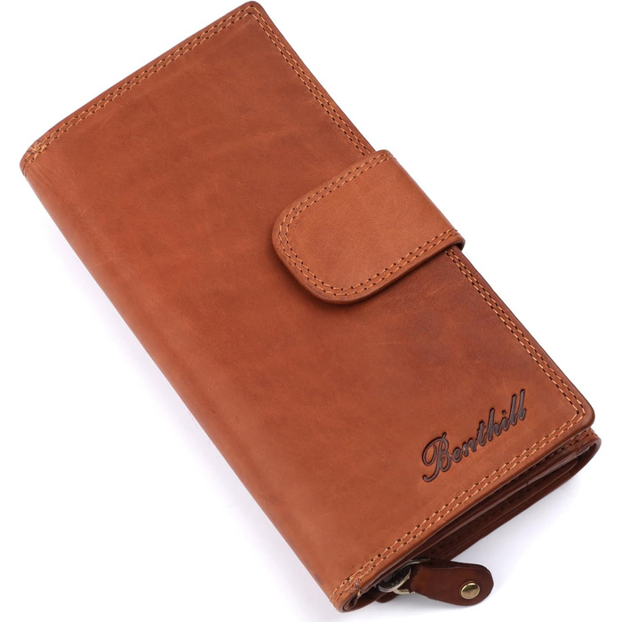 Benthill Large Wallet for Women Leather | Large Card Holder Wallet | Long Wallet with RFID Protection | Genuine Leather Women's Purse including Gift Box, Color: Brown