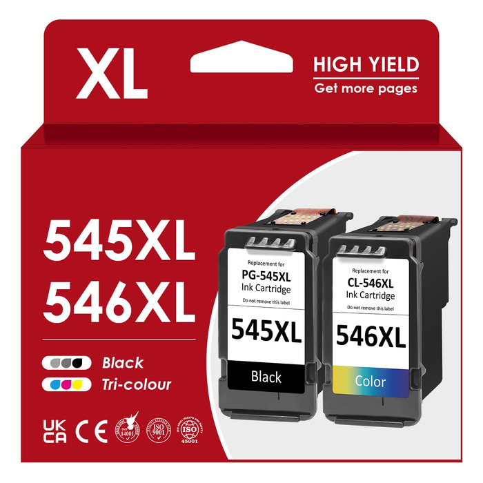 Картриджі Canon PG-545XL та CL-546XL (комплект), сумісні з принтерами Pixma TS3400, TS3100, TS3300, TR4551, MG2500