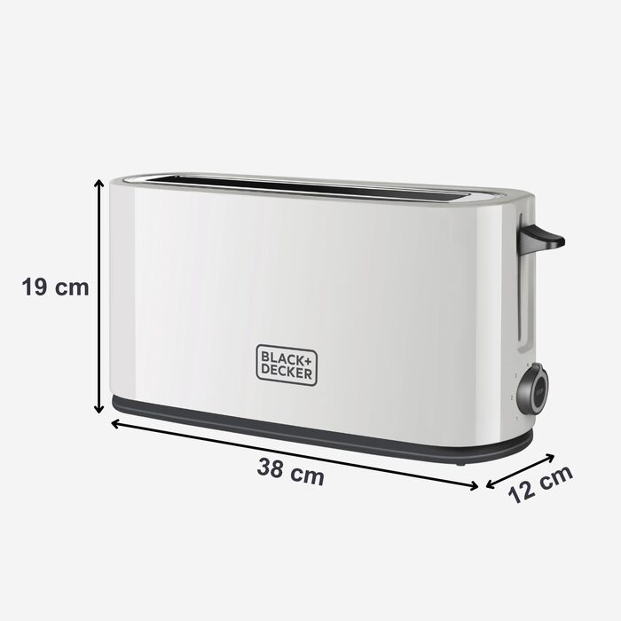 Тостер Black+Decker BXTO1001E, 1000 Вт, 7 рівнів підсмажування, підйом тостів, білий