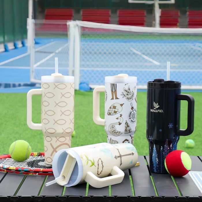 Термокружка WALLFID 40oz з нержавіючої сталі, вакуумна ізоляція, з кришкою, 3 трубочки та щітка для чищення, для гарячих та холодних напоїв, ідеальна для кави, чаю, смузі та іншого