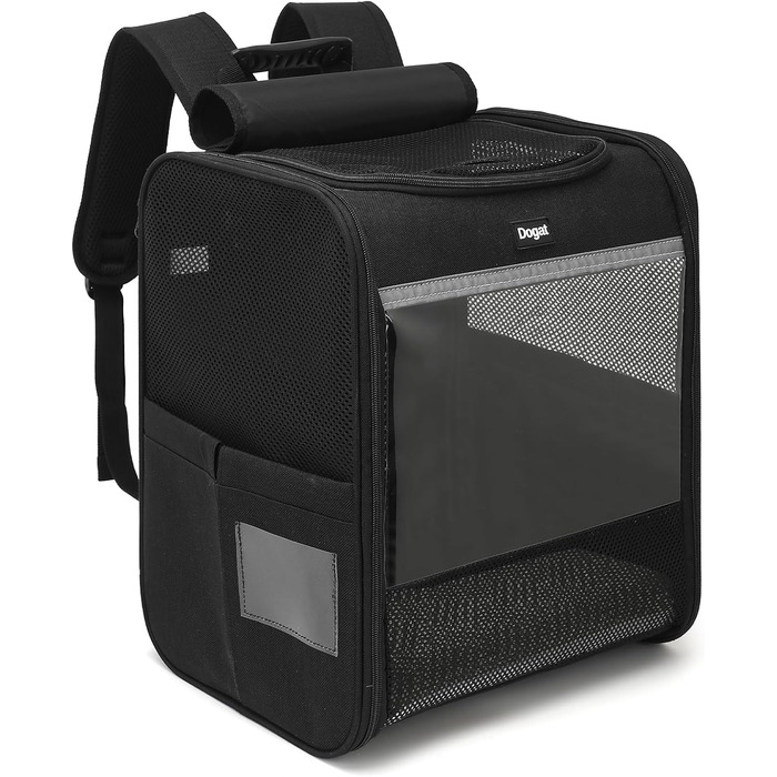 Рюкзак для кота/собаки, чорний, складаний, з сіткою, з внутрішнім шнуром безпеки, до 8 кг