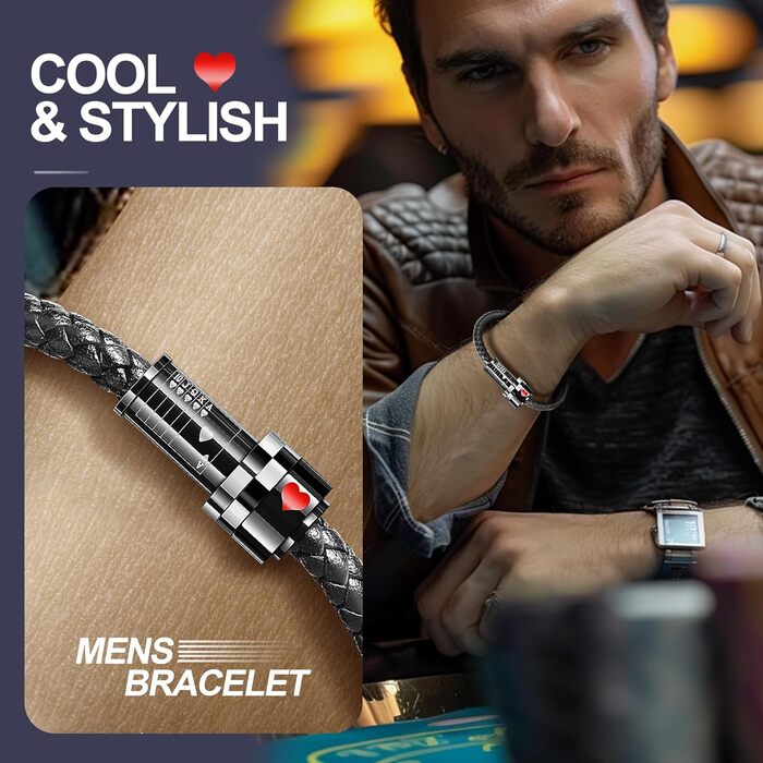 Чоловічий браслет з плетеної шкіри та магнітним застібкою (чорний). Подарункова коробка в комплекті