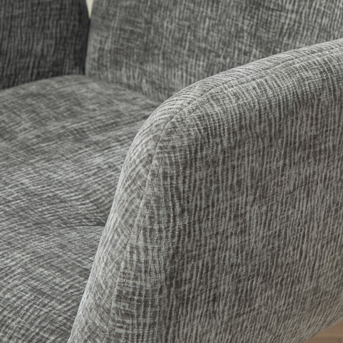 HOMCOM Swivel Armchair Lounge Chair with Wool-Linen Look, Modern Upholstered Chair with Button Tufting, Steel Legs, for Living Room, Bedroom, Dark Grey | Aosom
