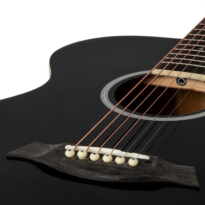 Акустична гітара TIGER ACG1-BK з металевими струнами, чорна, з повною верхньою часткою, для початківців