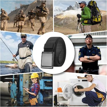 Тактичний чоловічий пояс BESTKEE, 3.8 см, регульований нейлоновий пояс з металевою пряжкою, чорний, розмір M (91-105 см)