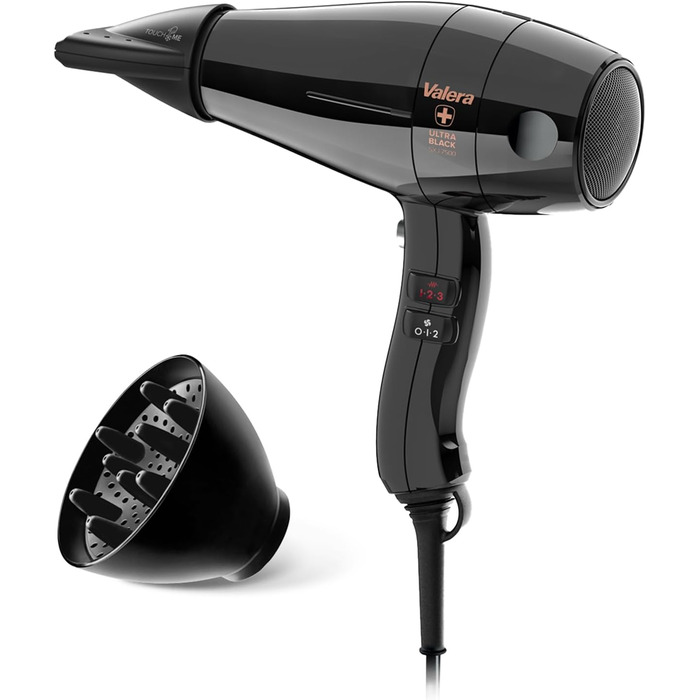 Професійний фен Valera Swiss Silent Jet Light 7500 Ultrablack: потужний мотор PM-Pro, 2000 Вт, іонізація, 6 температурних режимів