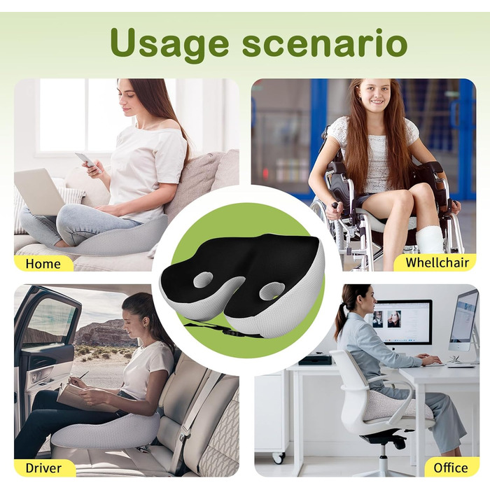 Ортопедична подушка для сидіння з Memory Foam для спини, куприка та при болях в попереку. Антиковзка, знімний чохол.