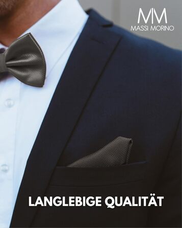 Комплект метелик Massi Morino з нагрудною хустинкою для чоловіків, антрацит - метелик на весілля, регульована петля