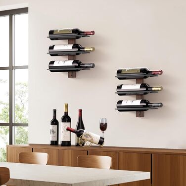 Настінна полиця для вина B4Life на 3 пляшки - чорний колір, 42.5 x 25.2 x 19.1 см