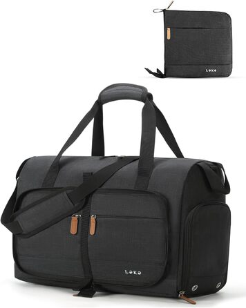 Чорна дорожня сумка Lekesky 30L: Easyjet, Weekender, спортивна, з відділенням для взуття, водонепроникна