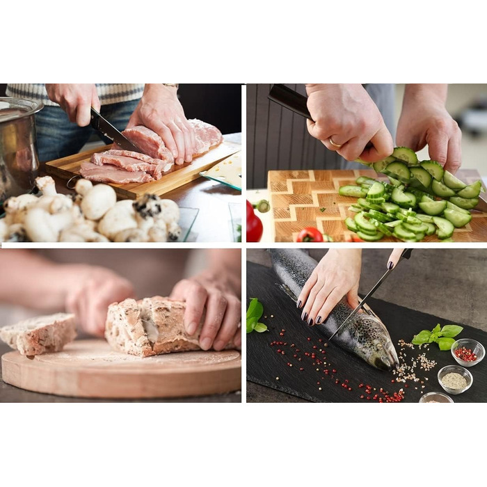 Професійний набір ножів з 8 предметів у бруску: якісні самозаточувані кухонні ножі з нержавіючої сталі, червоний колір