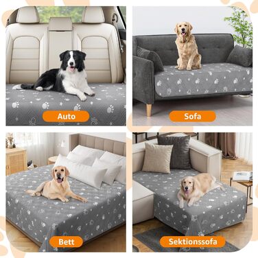 Водонепроникний килимок для собак Pick For Life, 137x208 см. Захист диванів та ліжок. Легко миється, підходить для великих та маленьких собак (сірий & білий)