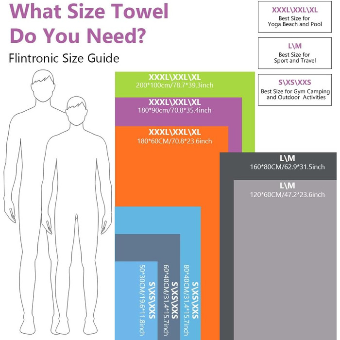 Рушник з мікрофібри Flintronic, 200x100 см: великий, швидковисихаючий, для спорту, подорожей, пляжу, сауни (фіолетовий)
