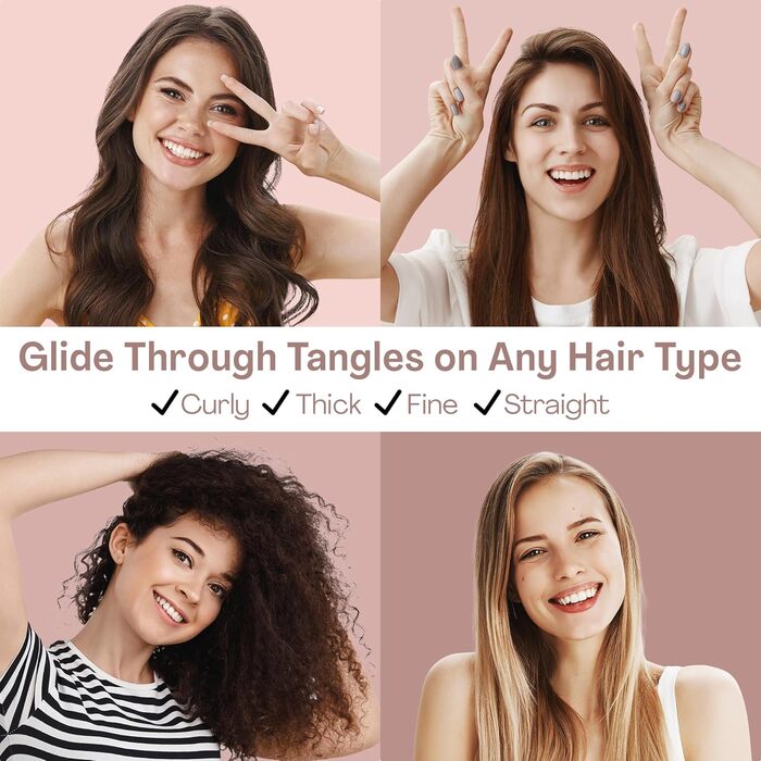 Щітка для волосся Lily England Lockenbürste для створення локонів та розплутування - безболісна щітка для мокрого та сухого волосся з гнучкими щетинками - ідеальна для жінок з кучерявим волоссям 3c-4c, золото (світло-рожевий)
