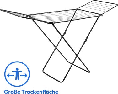 Сушарка для білизни KADAX з крилами, 18/23м, сталева, складна (біла/чорна)