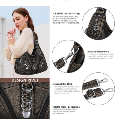 Сумка жіноча Angelkiss Hobo велика, повсякденна, через плече, бронзова (801bronze)