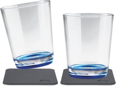 silwy® Non-Slip, Shatterproof Magnetic Drinking Cups (2-Piece Set) in Lui Blue color, including two metal Nano-Gel pads for secure placement - perfect for camping and boating