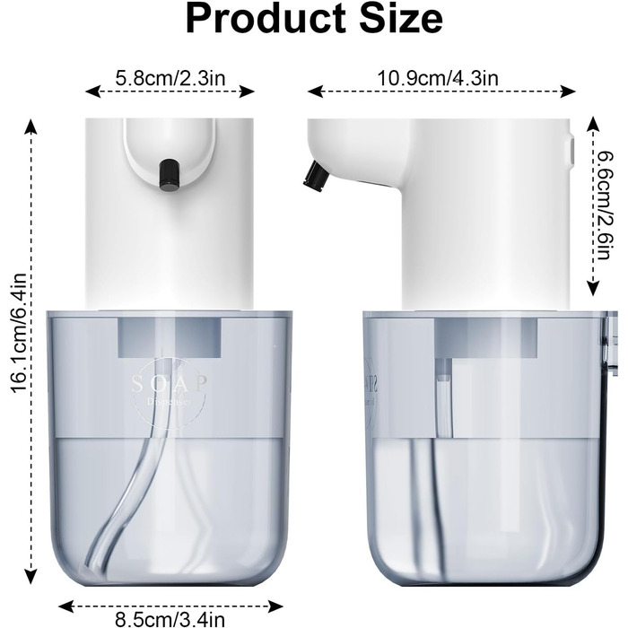 Автоматичний дозатор мила Cuteefun, 400 мл, сенсорний, індикатор заряду, 4 рівня дозування, для ванної/кухні, чорний