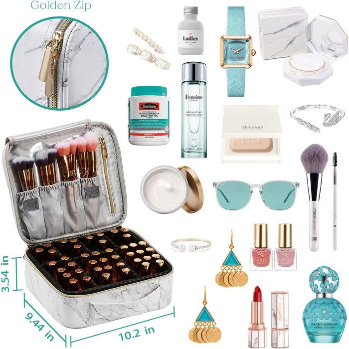 Косметичка для макіяжу та косметики, органайзер для подорожей, сумочка для косметики з ручкою та регульованими перегородками (шкіра 