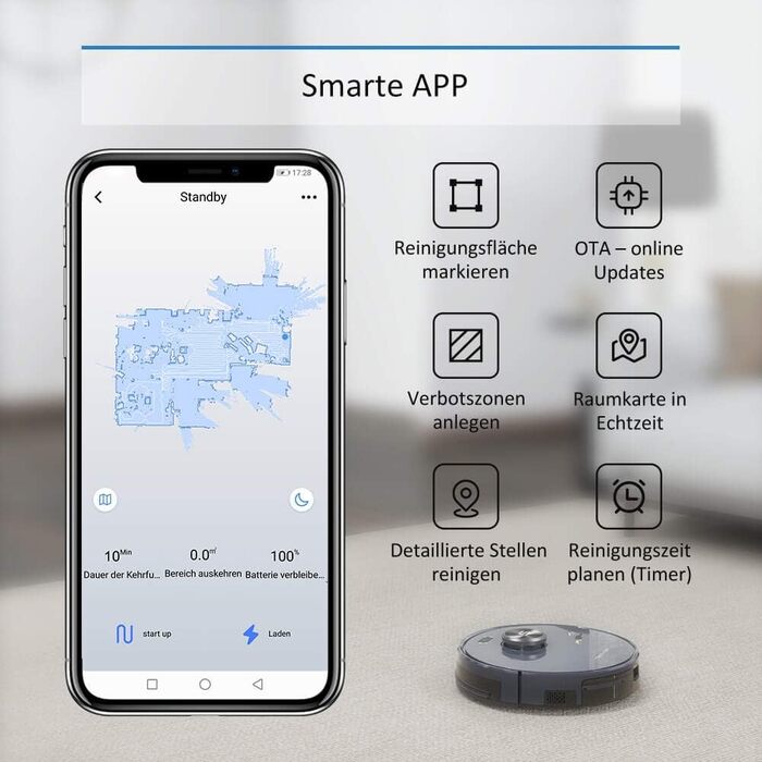 Робот-пилосос Tesvor S6 з функцією миття, лазерна навігація, карта приміщення в реальному часі, потужність всмоктування 2700PA, видалення алергенів та шерсті тварин, сумісний з док-станцією (продається окремо)