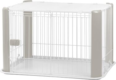 Забіг для цуценят Iris Ohyama з дверцятами та знімним дахом, H60 см, білий. Ідеально для собак та котів, для використання в приміщенні та на вулиці. Забіг для цуценят, вольєр для собак, загін для собак, вольєр для котів. CLS-1130, середній розмір з дахом 