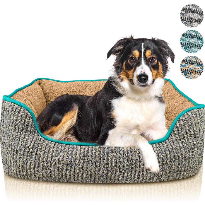 М'яке ліжко для собак та котів, корзина-ліжко, подушка, ліжко для котів, м'яка подушка, розмір S, зелений колір (L - 86x60x24 см, блакитний)