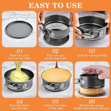 8 форм для кексів діаметром 10.2 см, міні-форми для чізкейків, знімний дно, антипригарне покриття, сталь