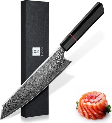 Ніж кухарський Kiritsuke TIVOLI Damascene - 20 см, професійний, ручної роботи, для м'яса, овочів та риби, в подарунковій коробці
