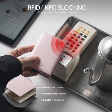 Гаманець жіночий шкіряний VULKIT з RFID-захистом, рожевий, картхолдер автоматичний, для кредиток та готівки