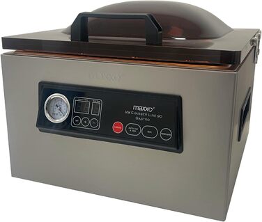 Професійний вакуумний пакувальник Maxxo VM Profi з подвійною зварювальною лінією, 20 л/хв, вакуумний насос 900 мбар, для харчових продуктів, з нержавіючої сталі (Kammervakuumіer VM ChamberLine 90 Gastro)
