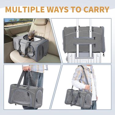 Транспортна сумка Petsfit для котів та собак | Авіапереліт, авто, поїзд | Сіра, Small