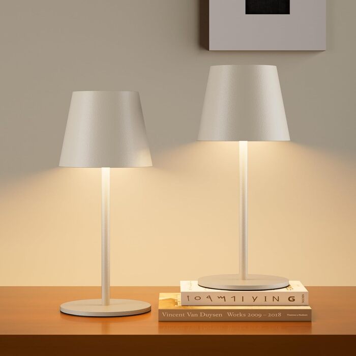 Світлодіодний акумуляторний настільний світильник 26 см, 5000mAh, IP54, 2 шт. (Бежевий) - кемпінговий, для ресторану, спальні, бару