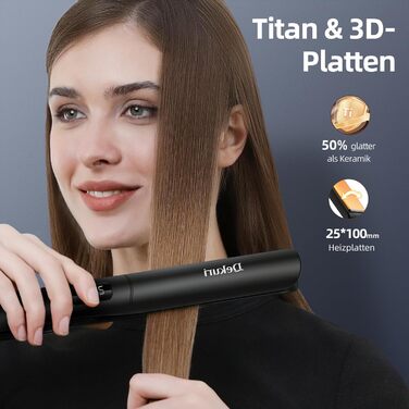 Dekuri 42mm Ceramic Hair Straightener - Water-Based Plates, Pink/Black - Adjustable 120°C-230°C