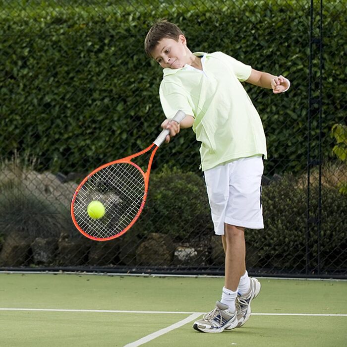 Lunnade Kids Tennis Racket Set - Junior Tennis Racquets for Boys & Girls Ages 3-12 with Cover (Orange, 2-Pack, 25 Inch)