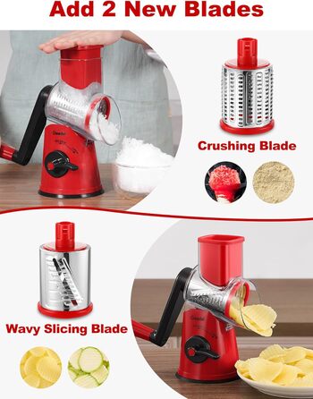 Трока для овочів та сиру з 3 наборами лез, біла (червоно-чорна, 5 лез)