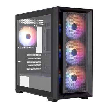 Корпус для ПК Aerocool Micro ATX з 3 RGB вентиляторами, сітчаста передня панель (чорний)