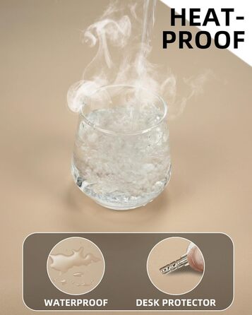 Підкладка на стіл для миші та ноутбука зі шкіри, бежева 90x43 см - захист столу для офісу та дому