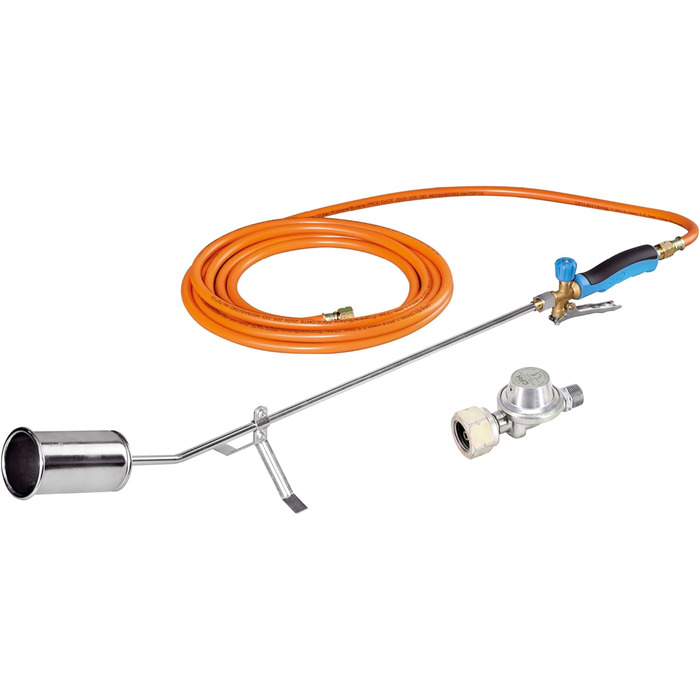 CFH Flame Gun GV 900 including Gas Pressure Regulator DR 114 and Gas Hose - Weed Burner Gas Application 2.5 bar with 3/8